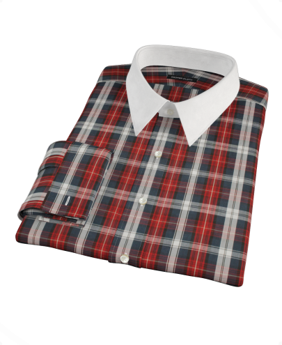 Navy Maroon Large Plaid Custom Dress Shirt 