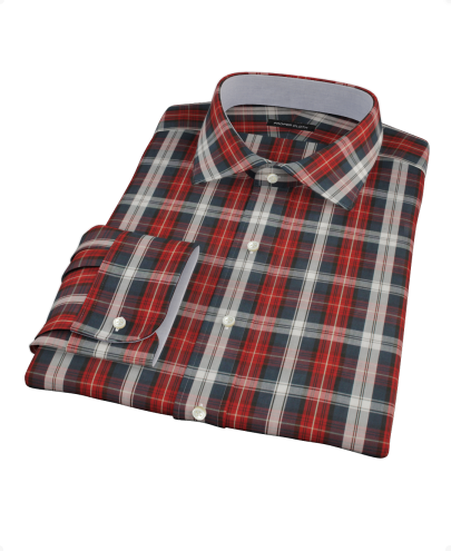 Navy Maroon Large Plaid Men's Dress Shirt 