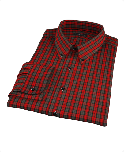 Red and Gray Plaid Custom Dress Shirt 
