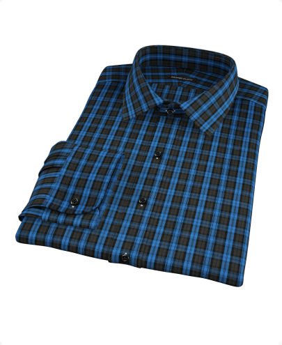 Blue and Gray Plaid Custom Dress Shirt 
