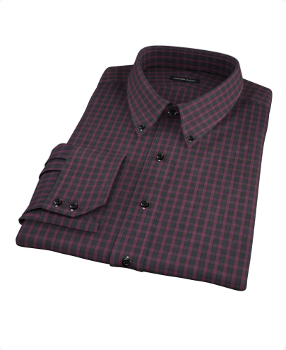 Purple and Navy Large Check Fitted Dress Shirt 
