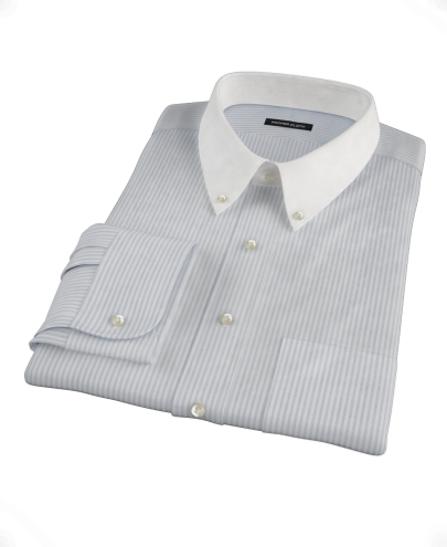 French Blue Stripe Heavy Oxford Cloth Custom Dress Shirt 