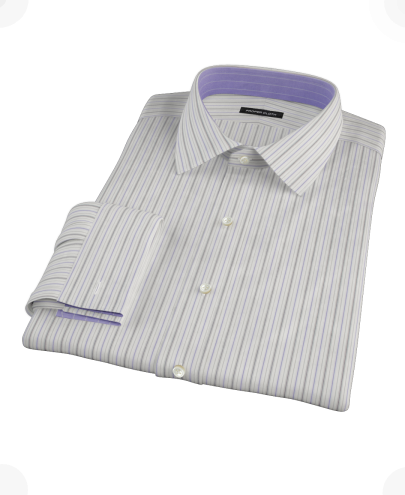 Lavender Charcoal Multi-stripe Men's Dress Shirt 