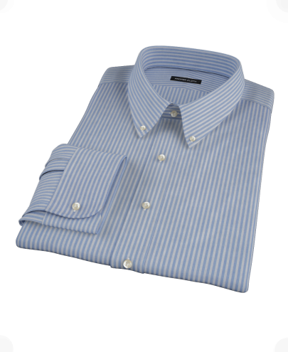 French Blue Stripe Fitted Dress Shirt 