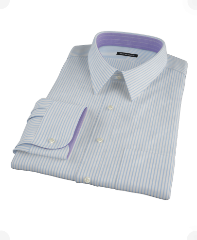 Light Blue University Stripe Pinpoint Custom Dress Shirt 