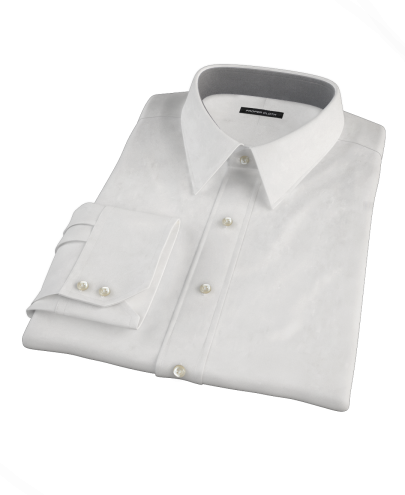 White Pinpoint Fitted Dress Shirt 