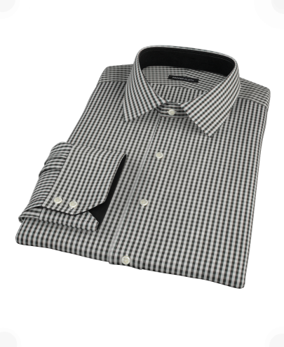 Small Black Gingham Custom Dress Shirt 