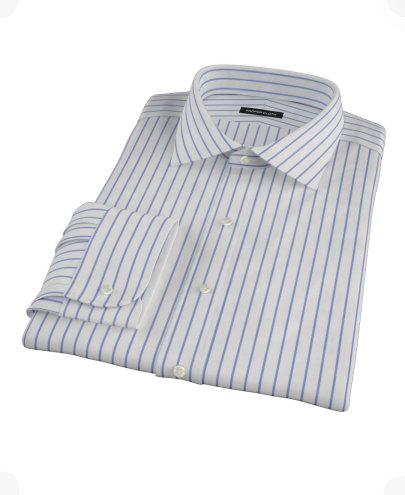 Navy Stripe Fitted Dress Shirt 