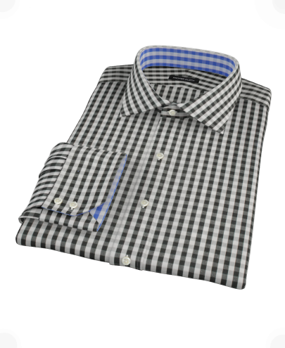 Black Classic Gingham Men's Dress Shirt 