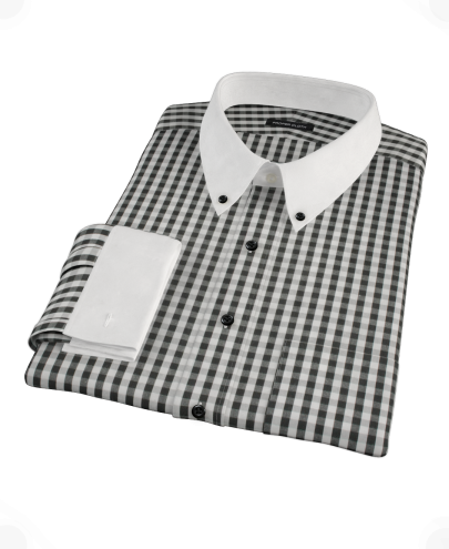 Black Classic Gingham Fitted Dress Shirt 