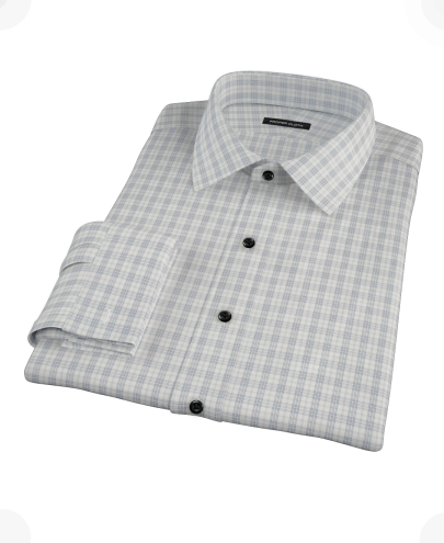 Complex Variegated Navy Check Custom Dress Shirt 