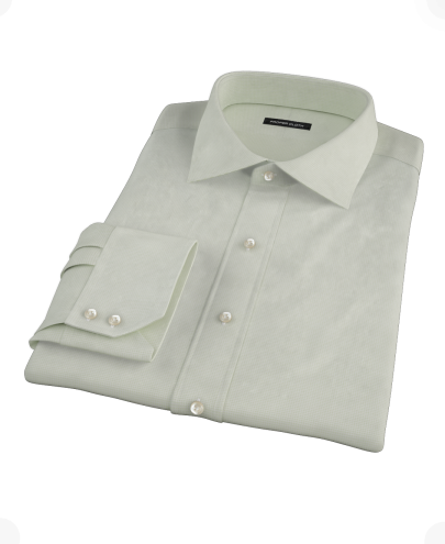 Soft Green Basketweave Custom Dress Shirt 