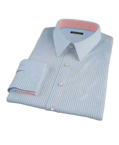 Small Light Blue Japanese Gingham Men's Dress Shirt 