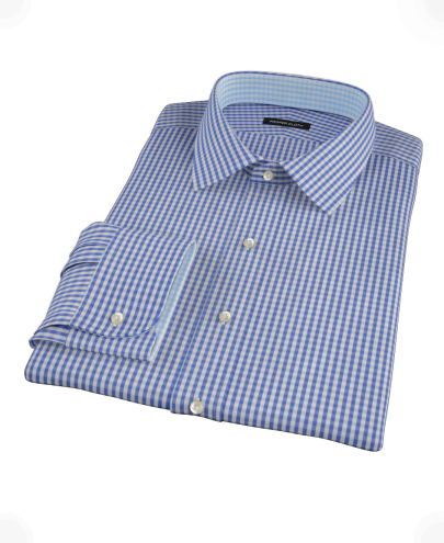 Small Blue Japanese Gingham Fitted Dress Shirt 