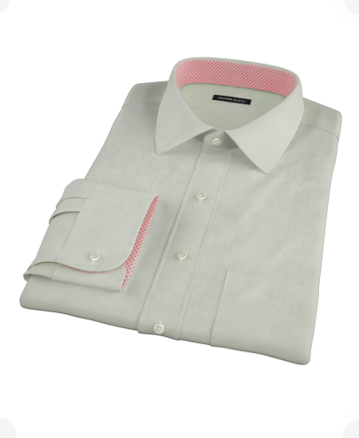 Soft Green Basketweave Custom Dress Shirt 