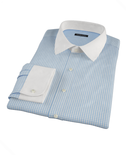 Small Light Blue Japanese Gingham Men's Dress Shirt 