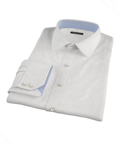 White 140s Broadcloth Fitted Dress Shirt 