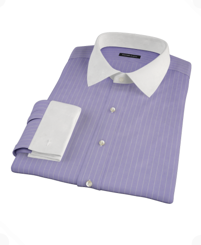 Purple White Pinstripe Men's Dress Shirt 