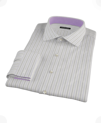 Lavender Charcoal Multi-stripe Men's Dress Shirt 