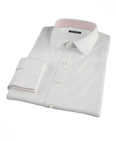 White 160s Broadcloth Fitted Dress Shirt 