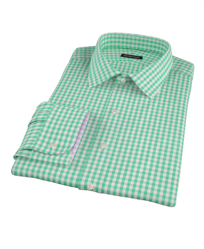 Light Green Gingham Men's Dress Shirt 