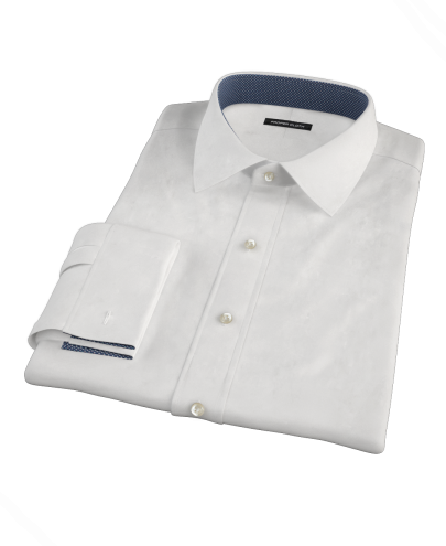 White Pinpoint Fitted Dress Shirt 