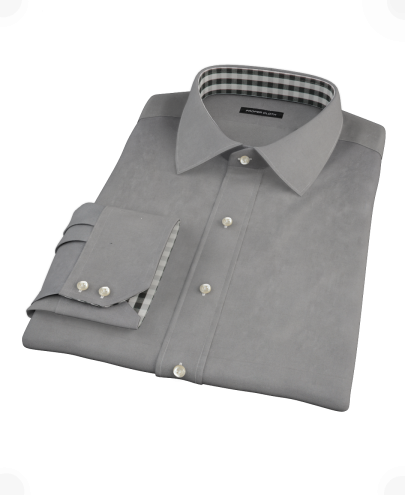 Dark Gray Pinpoint Fitted Dress Shirt 