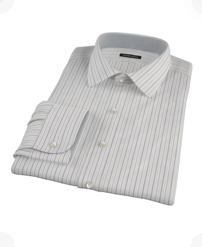 Lavender Charcoal Multi-stripe Fitted Dress Shirt 