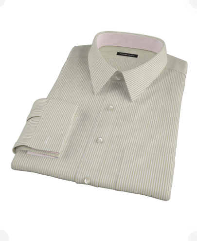 Moss University Stripe Pinpoint Fitted Dress Shirt 