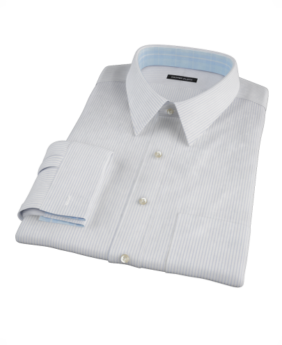 Dashed Blue Stripe Twill Custom Dress Shirt 