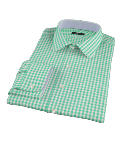 Light Green Gingham Custom Dress Shirt 