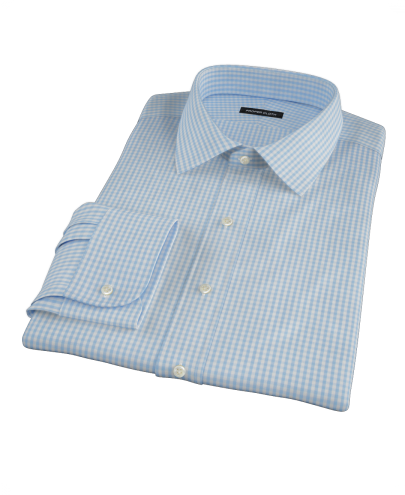 Small Lighter Blue Gingham Men's Dress Shirt 