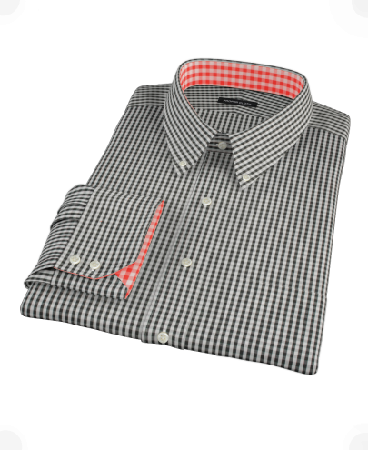 Small Black Gingham Fitted Dress Shirt 