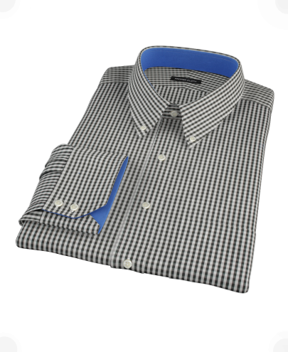 Small Black Gingham Custom Dress Shirt 