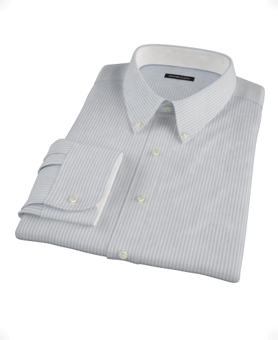 French Blue Stripe Heavy Oxford Cloth Men's Dress Shirt 