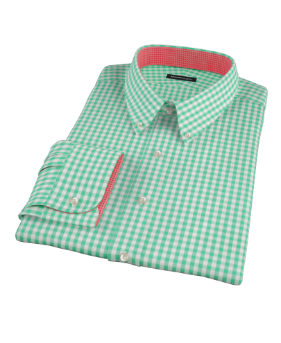 Light Green Gingham Men's Dress Shirt 