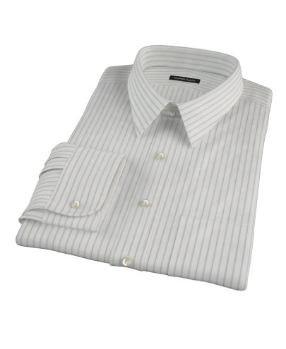 Textured White and Blue Custom Dress Shirt 
