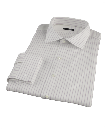 Japanese White and Lavender Fitted Dress Shirt 