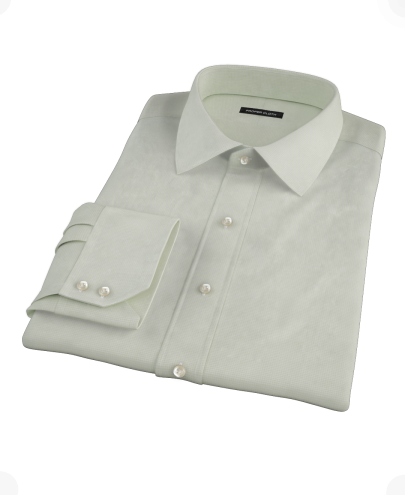 Soft Green Basketweave Custom Dress Shirt 