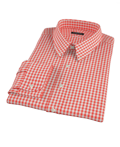Red Gingham Fitted Dress Shirt 