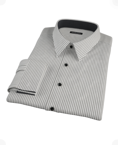 Black University Stripe Pinpoint Custom Dress Shirt 