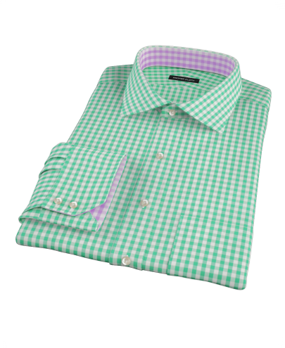 Light Green Gingham Custom Dress Shirt 