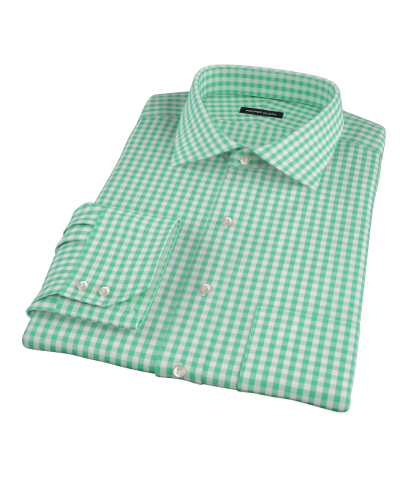 Light Green Gingham Custom Dress Shirt 