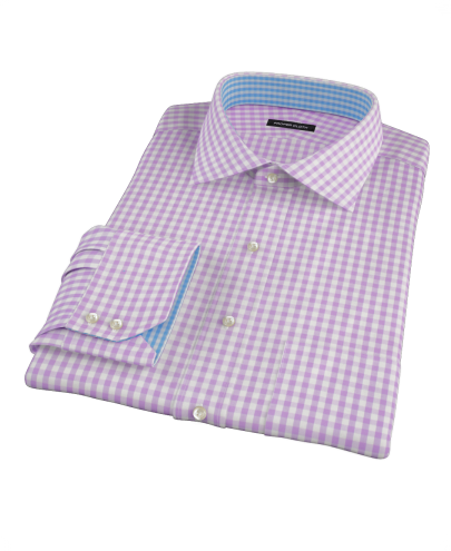Light Purple Gingham Fitted Dress Shirt 