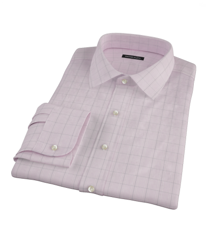 Pink Black Window Grid Custom Dress Shirt 