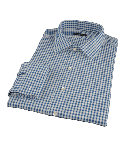 Navy Gingham Check Custom Dress Shirt 
