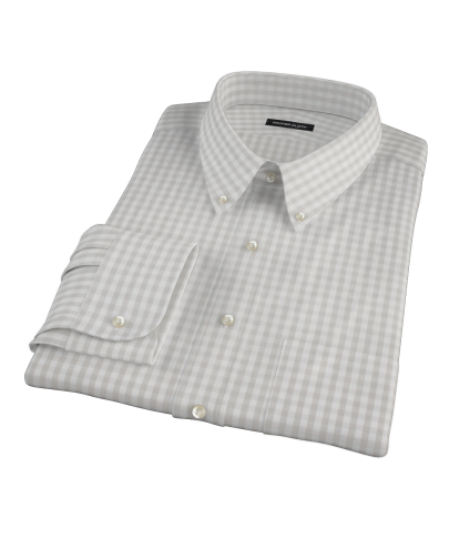 Pale Gray Gingham Men's Dress Shirt 