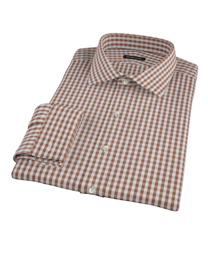 Clove Brown Gingham Fitted Dress Shirt 