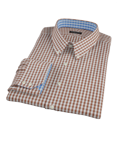 Clove Brown Gingham Custom Dress Shirt 