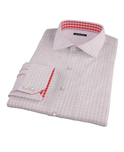 Pale Pink Gingham Men's Dress Shirt 